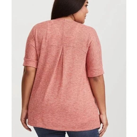 Torrid Open Front Knit Cardigan Light Sweater Short Sleeve Plus Size 5X Coral - Picture 2 of 9